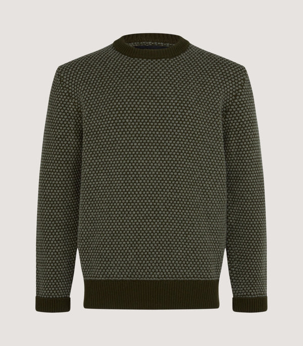 purdey Men's Hamilton Bicolour Round Neck Sweater in Military