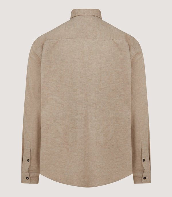 Purdey Men's Herringbone Flannel Shirt In Pale Camel