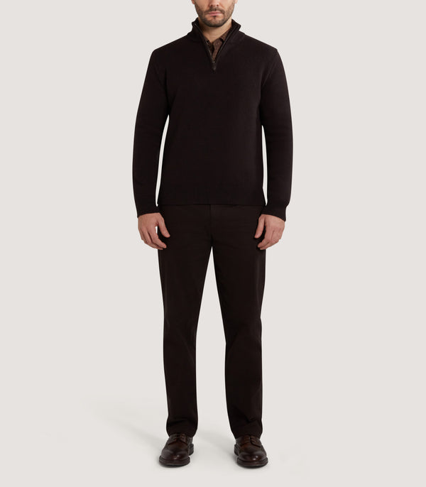 Purdey Men's Hertford Quarter Zip Sweater In Chocolate