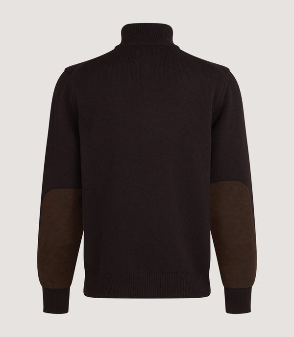 Purdey Men's Hertford Quarter Zip Sweater In Chocolate