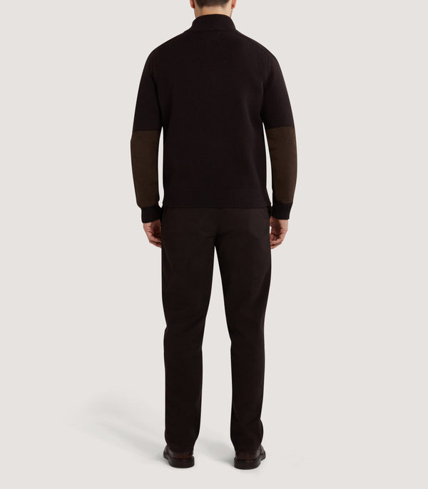 Purdey Men's Hertford Quarter Zip Sweater In Chocolate