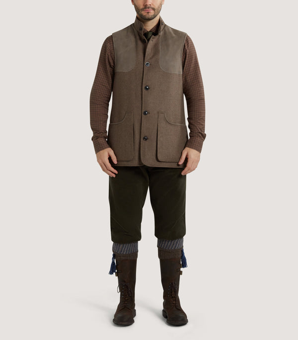 Purdey Men's High Collar Cashmere Tweed Shooting Vest In Percy