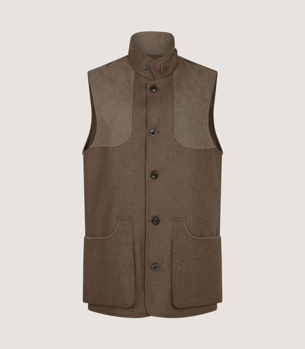 purdey Men's High Collar Cashmere Tweed Shooting Vest in Percy