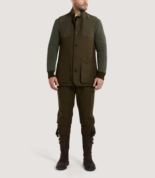 Purdey Men's High Collar Tweed Shooting Vest In Zetland