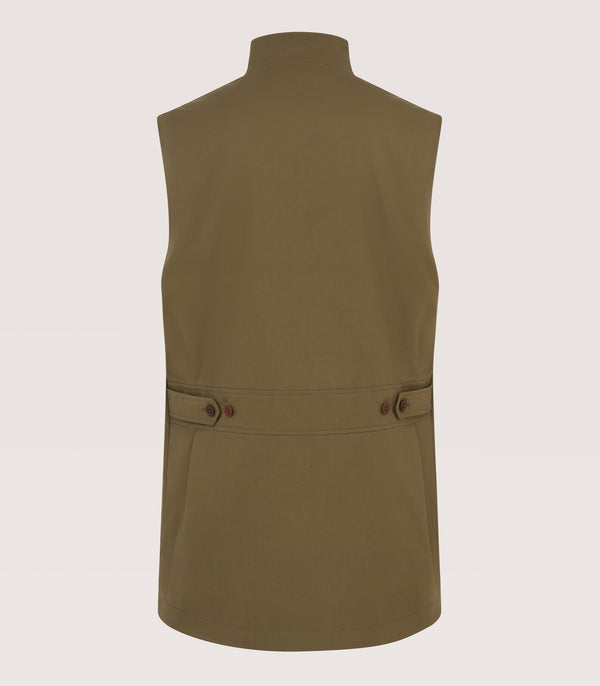 Purdey Men's High Collar Ventile Summer Sporting Vest In Olive