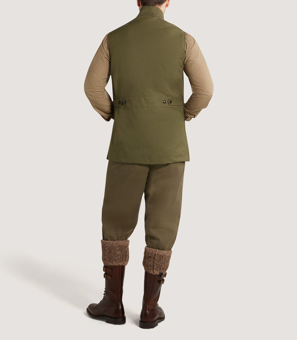 Purdey Men's High Collar Ventile Summer Sporting Vest In Olive