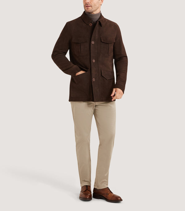Purdey Men's Kensington Nubuck Jacket In Dark Brown