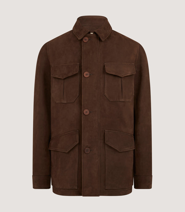 purdey Men's Kensington Nubuck Jacket In Dark Brown