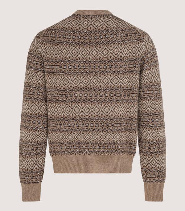 Purdey Men's Kirk Cashmere Fair Isle Crew Neck Jumper In Antler
