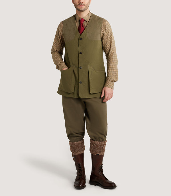 Purdey Men's Lightweight Dry Wax Sporting Vest In Olive
