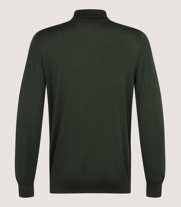 Purdey Men's Lightweight Travel Merino Long Sleeve Polo In Loden