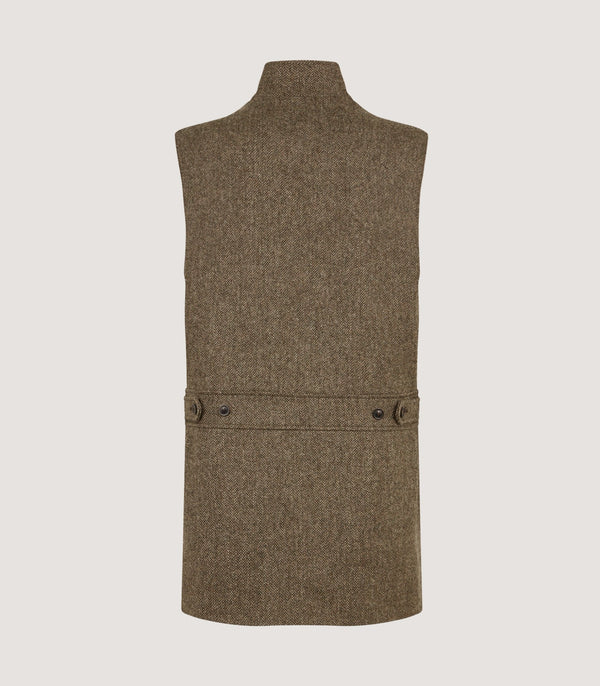 Purdey Men's Lightweight Tweed High Collar Vest In Acorn