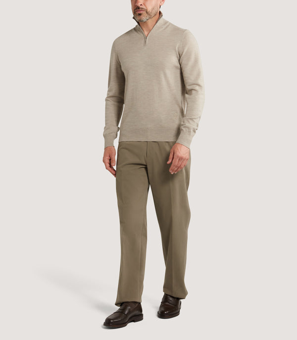 Purdey Men's Linton Quarter Zip Long Sleeve Sweater In Taupe
