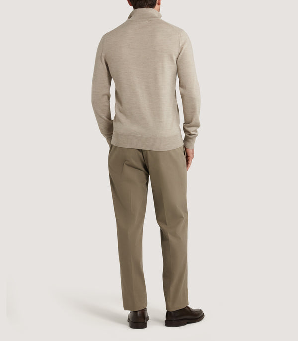Purdey Men's Linton Quarter Zip Long Sleeve Sweater In Taupe