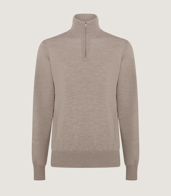 purdey Men's Linton Quarter Zip Long Sleeve Sweater In Taupe