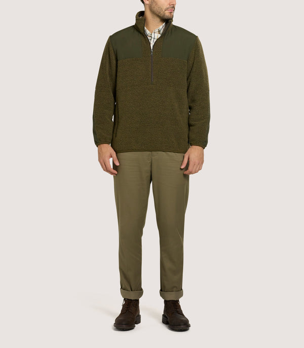 Purdey Men's Merino Lux Half Zip Sporting Fleece In Lichen