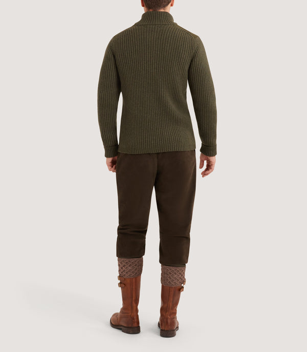 Purdey Men's Moleskin Breeks With Storm Cuff In Lovat Green