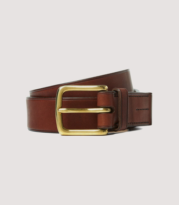purdey Men's Oak Bark Tanned Leather Belt in Purdey Havana