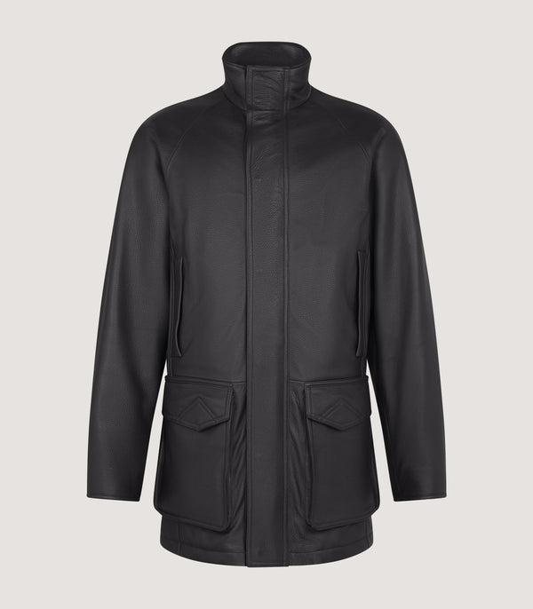 purdey Men's Raglan Deerskin Field Coat in Dark Brown