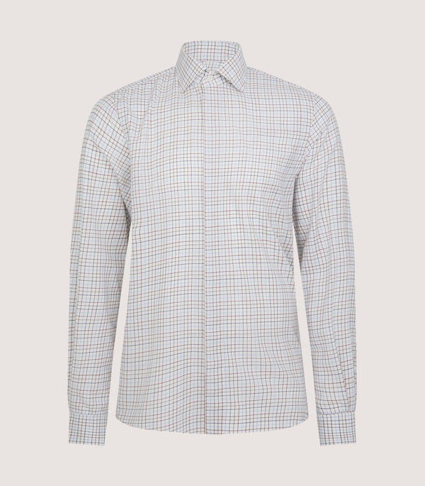 purdey Men's Summer Sporting Half Tattersall Double Cuff Shirt