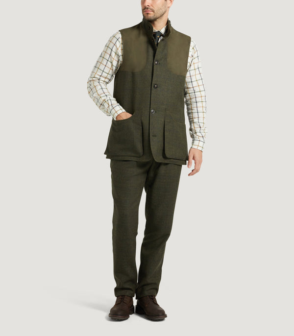 Purdey Men's Technical Tweed High Collar Sporting Vest In Strathbeg