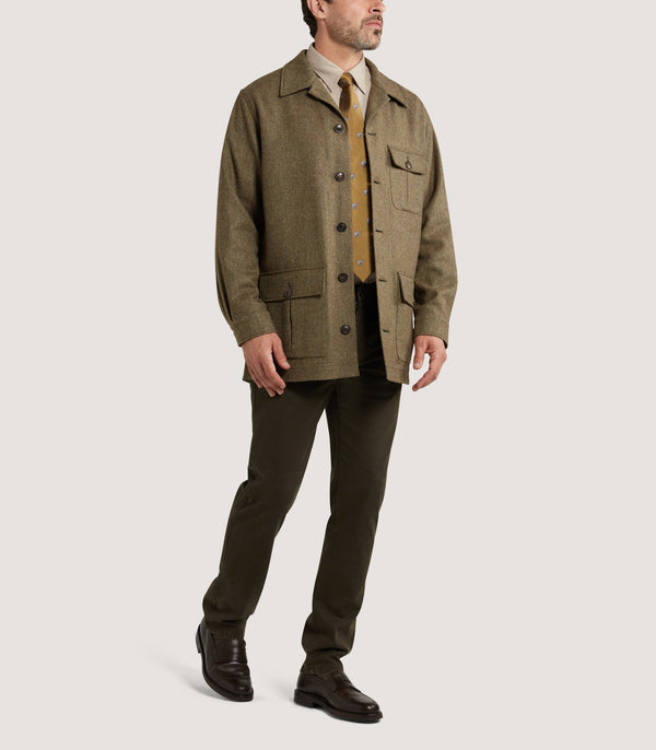 Purdey Men's Teviot Lightweight Jacket In Herringbone Moss