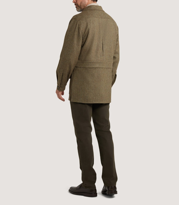 Purdey Men's Teviot Lightweight Jacket In Herringbone Moss