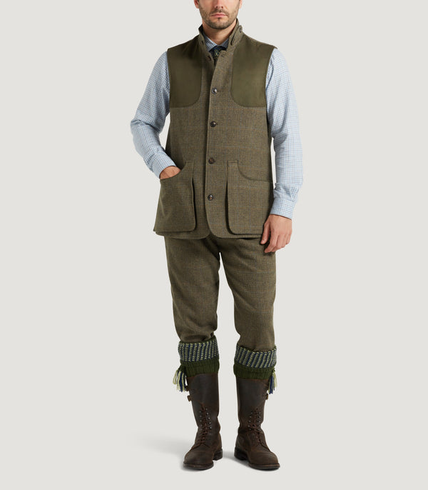 Purdey Men's Tweed High Collar Sporting Vest In Morlich