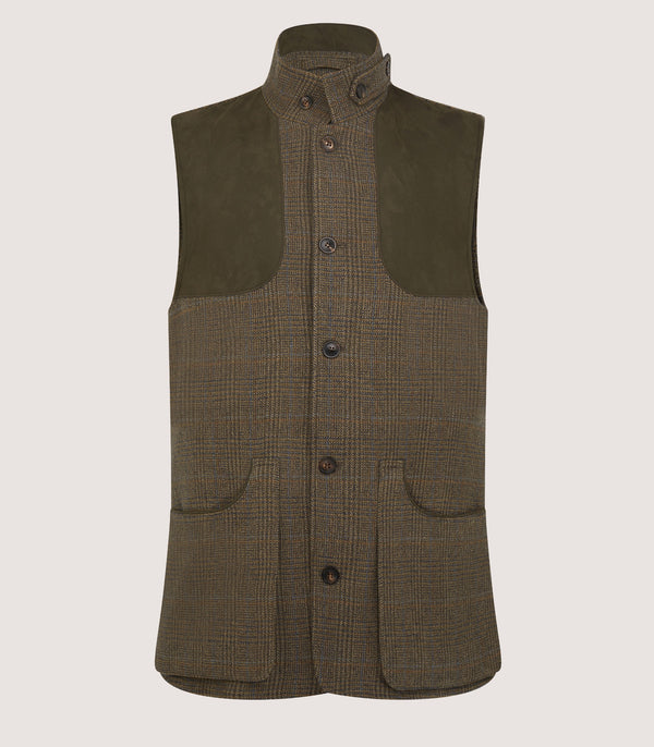 purdey Men's Tweed High Collar Sporting Vest In Morlich