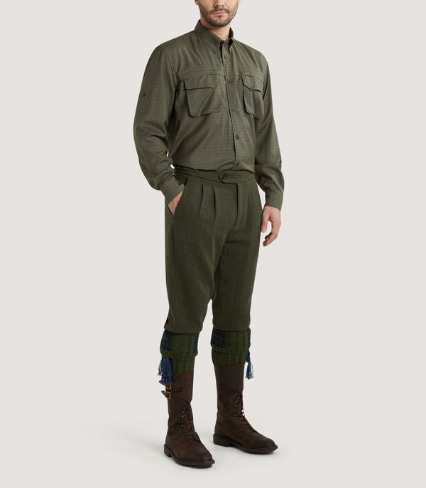 Purdey Men's Tweed Shooting Two Pleat Breek With Storm Cuff In Alum