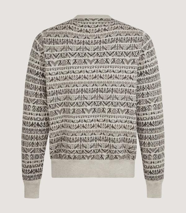 Purdey Men's Vigo Wool Fairisle Bird Sweater In Pebble