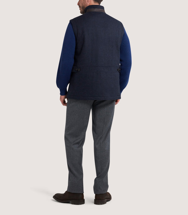 Purdey Men's Warwick Stand Collar Gilet In Midnight Navy