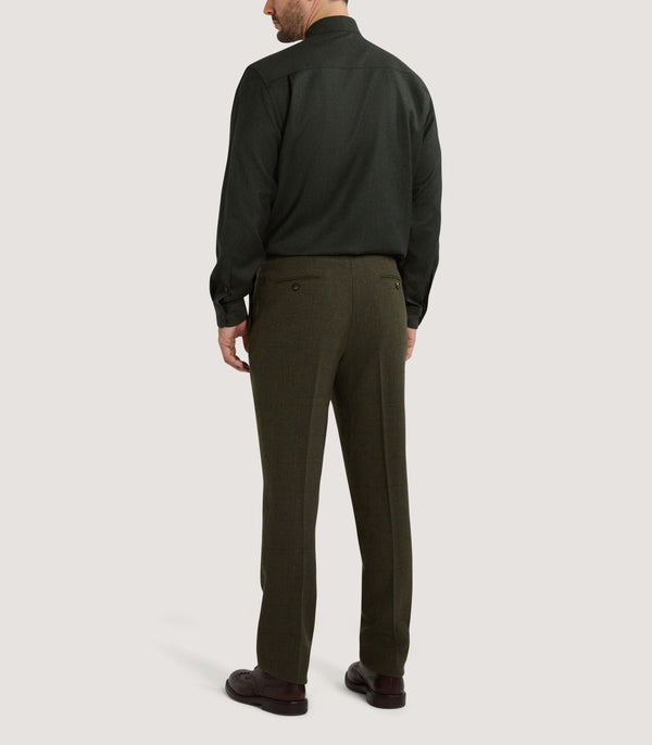 Purdey Men's Wool Cut Away Collar Shirt In Bottle Green