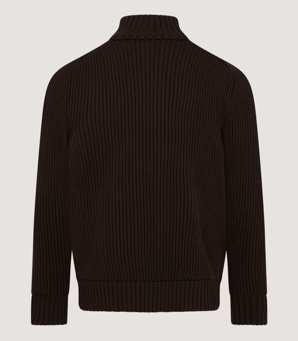 Purdey Men's York Suede Zip Front Knitted Cardigan In Chocolate