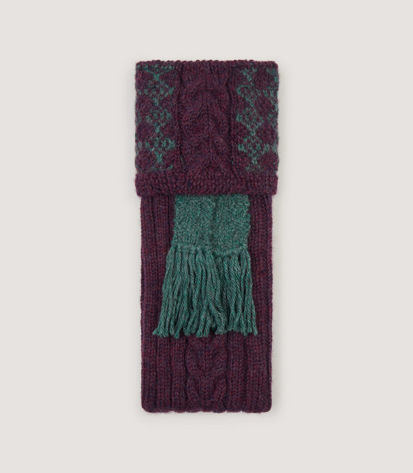 purdey Penberth Chequered Alpaca Field Sock In Purple Heather