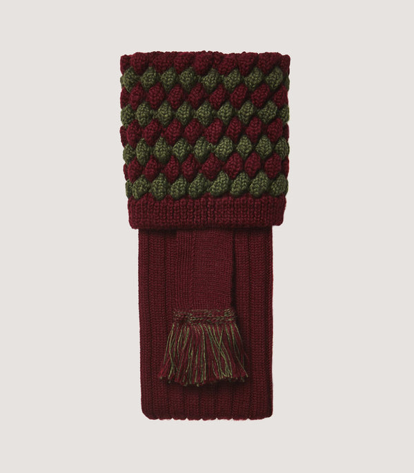 purdey Bobble Top Socks With Garters In Audley Red