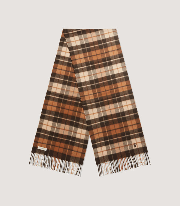 purdey Cashmere Check Scarf in Chestnut