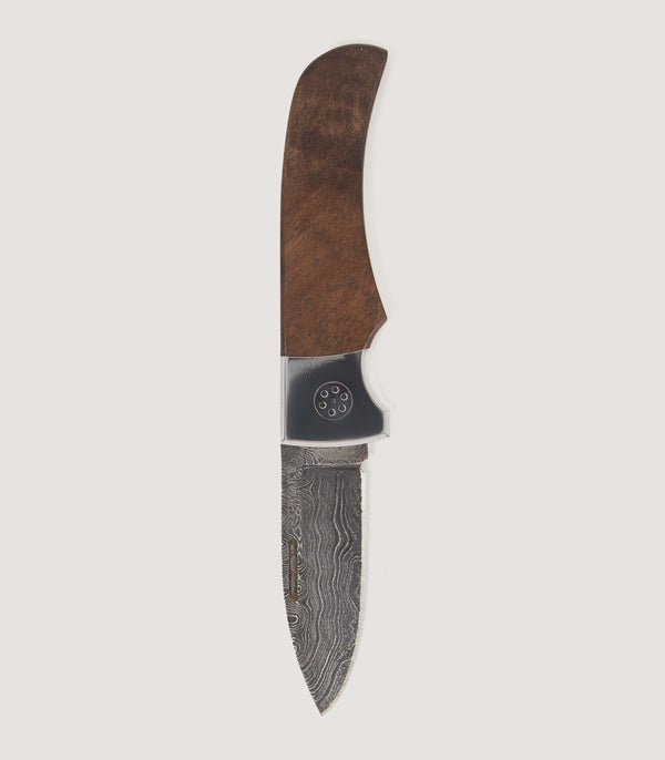 purdey Damascus Folding Knife In Walnut
