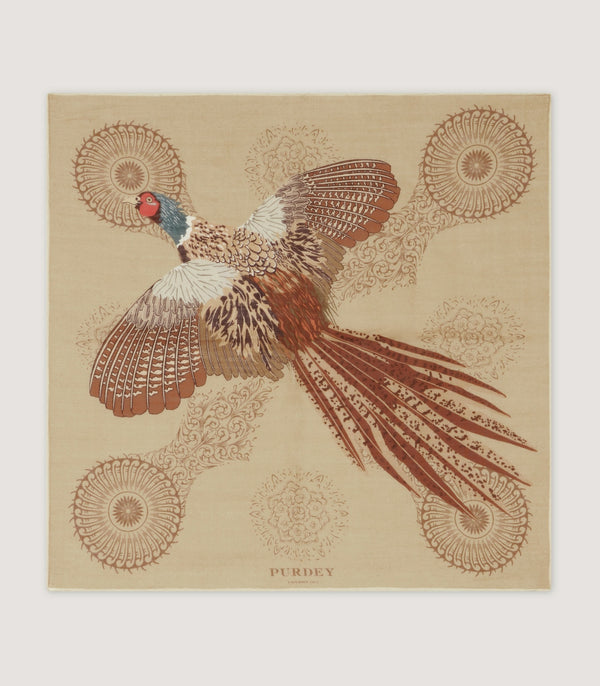 purdey Flying Pheasant Scroll Pocket Square