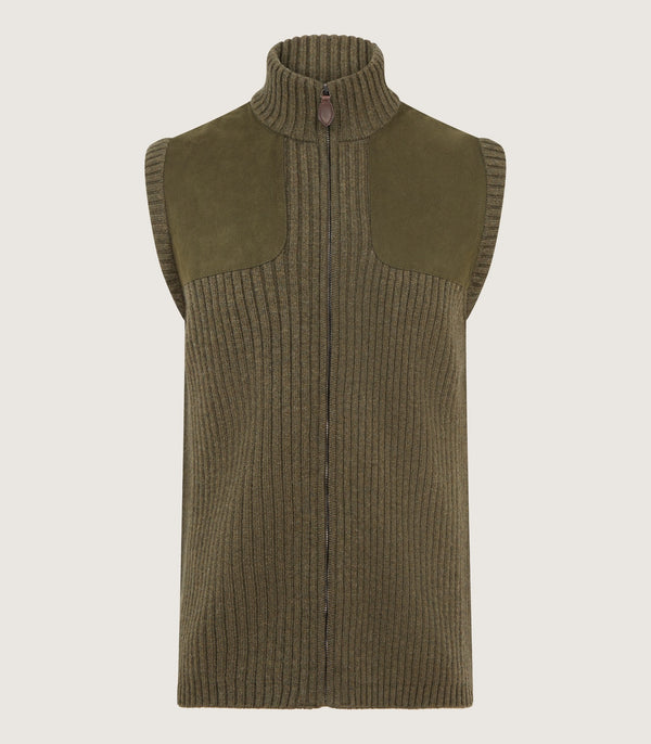 purdey Full Zip Commando Gilet in Loden