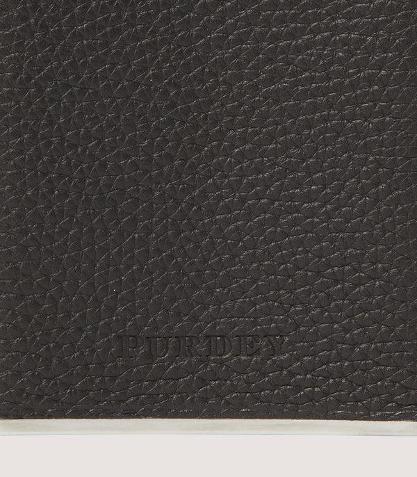 Purdey Grain Leather Hip Flask In Dark Brown