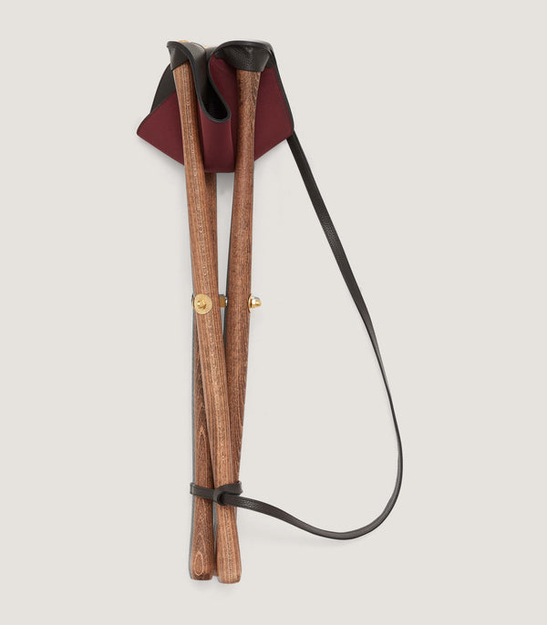 Purdey Grain Leather Tripod Seat In Dark Brown