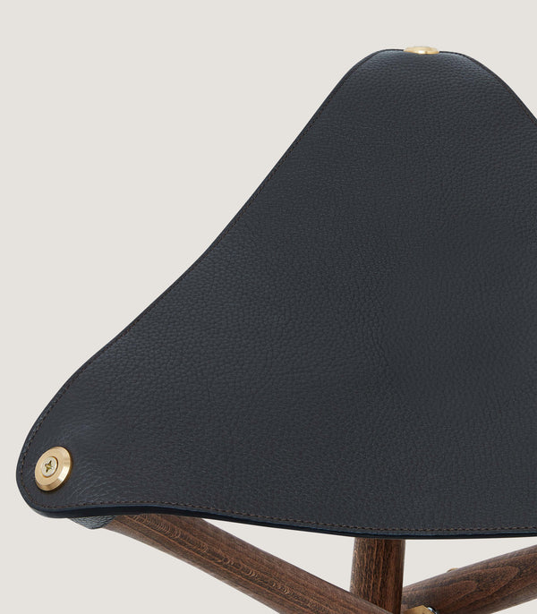 Purdey Grain Leather Tripod Seat In Dark Brown