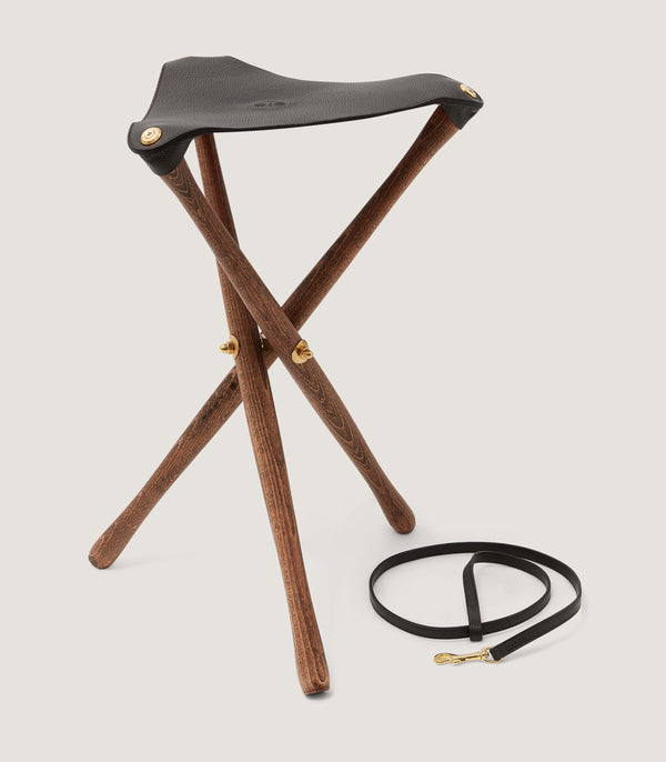 purdey Grain Leather Tripod Seat In Dark Brown