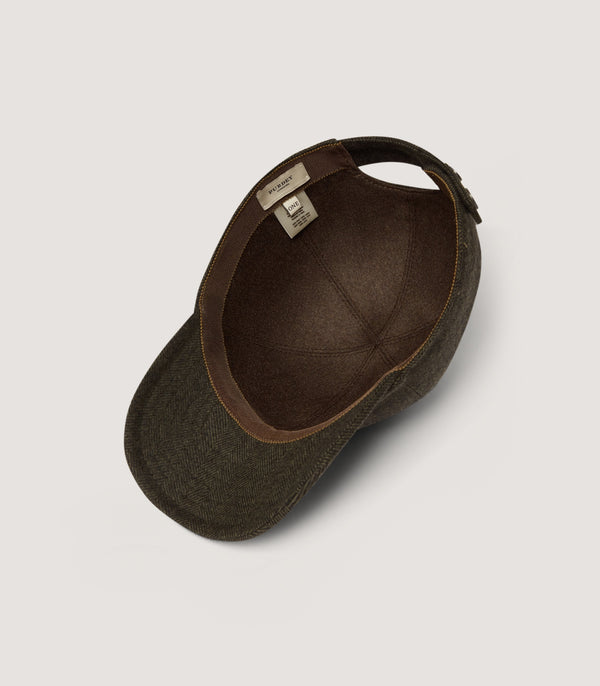Purdey Herringbone Baseball Cap In Loden