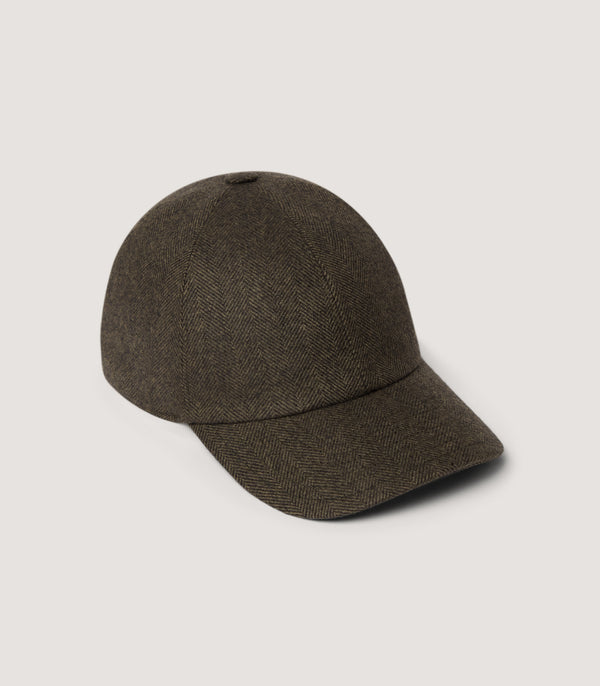 purdey Herringbone Baseball Cap in Loden