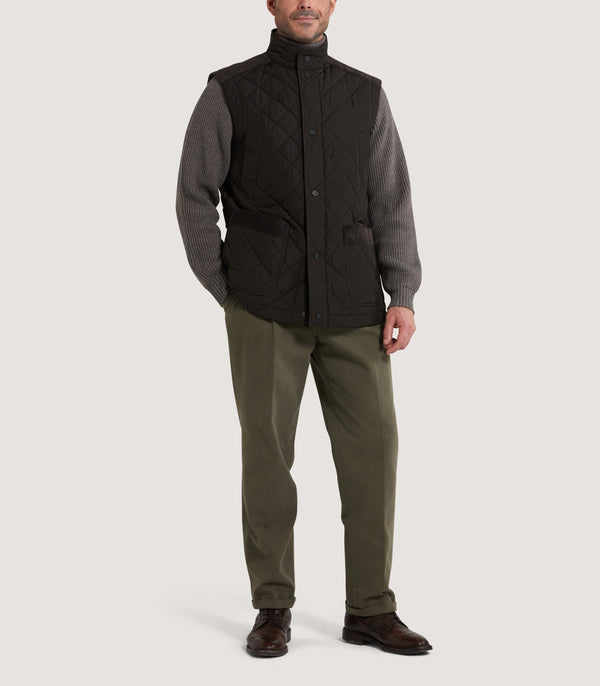 Purdey Men's Cambridge Quilted Gilet In Walnut