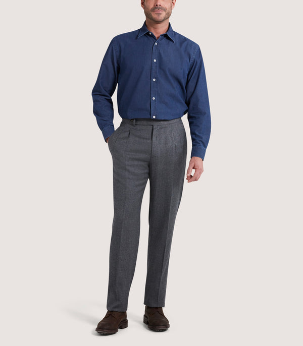 Purdey Men's Chambray Shirt In Denim Blue