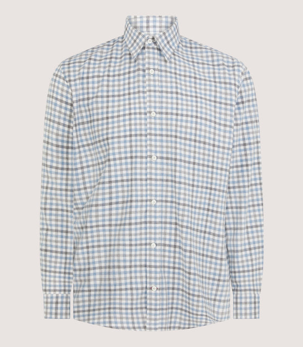 purdey Men's Check Flannel Shirt in Dove