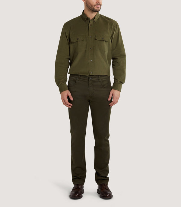 Purdey Men's Cotton Double Pocket Shirt In Moss